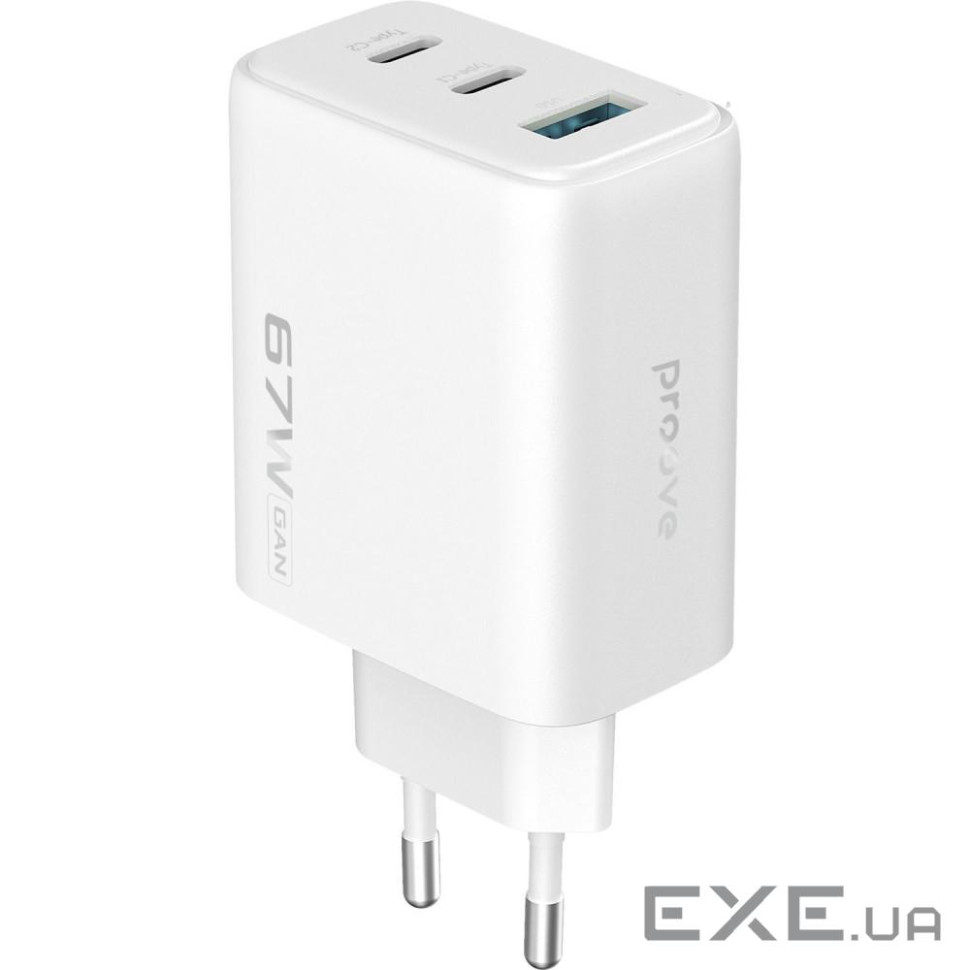 СЗУ Proove Silicone Power 2 67W (2*Type-C+USB) white (WCSP26120002)