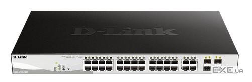 Комутатори DGS-1210-28MP/E (24 x PoE+ 10/100/1000Mbps, 4 x Combo 1000BaseT/SFP Port, Port 1-24