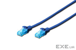 Патч корд Digitus UTP, CAT 5e, 1м, AWG 26/ 7, CCA, PVC, синий (DK-1512-010/B)