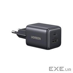 Зарядний пристрій Ugreen X514 1xUSB-C PD20W + 1xUSB GaN black (65737)