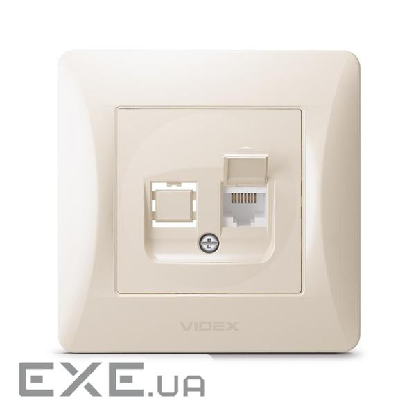 Комп'ютерна розетка Videx BINERA CAT6 одинарна кремова (VF-BNSK1PC6-CR)