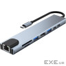 Концентратор Dynamode USB-C 8-in-1 HDMI 4K30Hz + 1xRJ45 + 1xUSB 3.0 + 1xUSB 2.0 + 1xUSB-C PD (BYL-2017L)