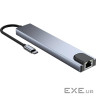 Концентратор Dynamode USB-C 8-in-1 HDMI 4K30Hz + 1xRJ45 + 1xUSB 3.0 + 1xUSB 2.0 + 1xUSB-C PD (BYL-2017L)