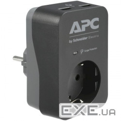 Мережевий фільтр-розетка APC Essential SurgeArrest Black, 2xUSB (PME1WU2B-RS)