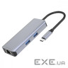 Type-C-Хаб Proove Iron Link 6 in 1 (2*USB3.0 + SD/TF + RJ45 + HDMI) silver (HBI700010004 silver)