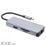 Type-C-Хаб Proove Iron Link 6 in 1 (2*USB3.0 + SD/TF + RJ45 + HDMI) silver (HBI700010004 silver)