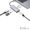 Type-C-Хаб Proove Iron Link 6 in 1 (2*USB3.0 + SD/TF + RJ45 + HDMI) silver (HBI700010004 silver)