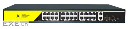 POE комутатор гігабітний Merlion 24 POE + 2 RJ45 + 2 SFP 10 / 100 / 1000 вбудований блок ж (YT41700)