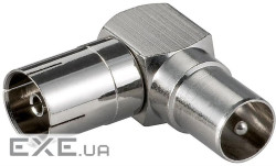 Перехідник Goobay відео RF: Coaxial M/F, адаптер 90е Metal, металік (75.01.1391-100)