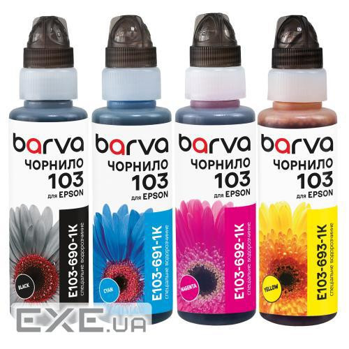 Комплект чорнила Barva Epson L1110/ L3100/ L3101/ L3110/ L3150/ L3151, C/ M/ Y/ (I-BARE-E-103-1K-MP)