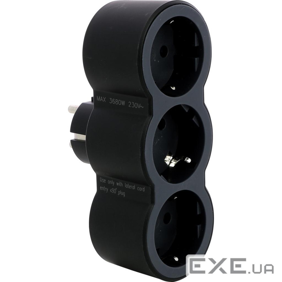 Multi-outlet plug with 3 frontal outlets white-grey (694519)