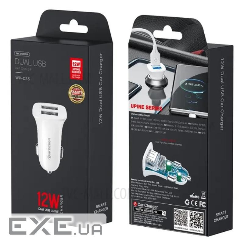Автомобильное зарядное устройство WK WP-C35 (2USB) White (6941027616468)