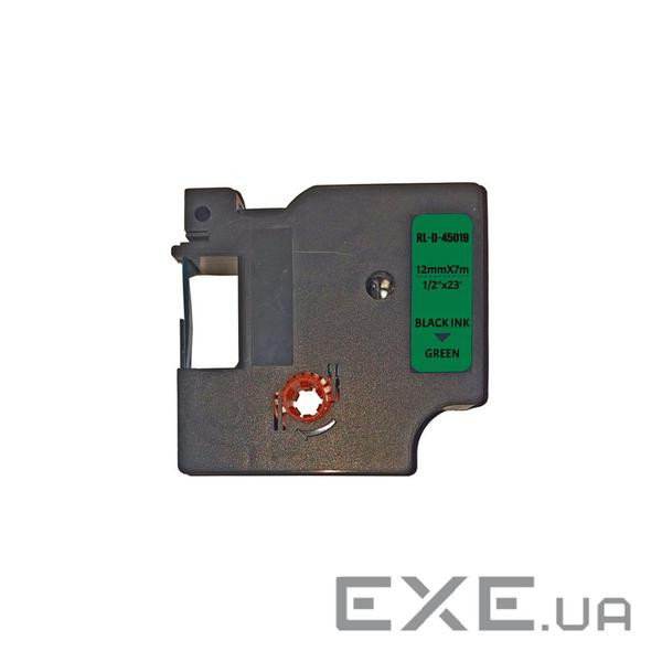 Стрічка для принтера етикеток UKRMARK RL-D-45019P-BK/GR, аналог DYMO S0720590, 12мм х 7м . (CD45019P)