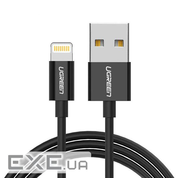 Дата кабель USB 2.0 AM to Lightning 2.0m US155 2.4A, Nickel Plating ABS Shell Black Ugreen (80823)