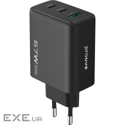 СЗУ Proove Silicone Power 2 67W (2*Type-C+USB) black (WCSP26120001)
