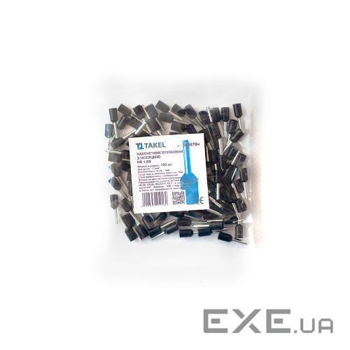 Наконечник кабельний штирьовий втулковий з ізоляцією 1.5мм.кв чорний 100шт (087450)