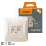 Комп'ютерна розетка Videx BINERA CAT6+CAT3 подвійна кремова (VF-BNSK2PC6TF3-CR)