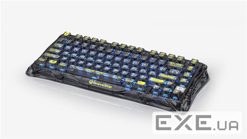 Клавіатура механічна GravaStar Mercury K1 Lite 80keys, GravaStar x BSUN Grey, BT (GSK1LITE XTAL BLK)