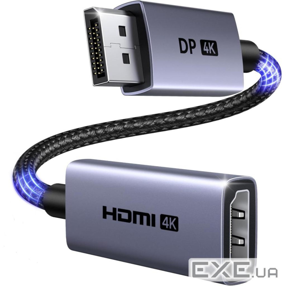 Кабель мультимедійний DisplayPort M to HDMI M 4K60Hz 18Gbps HDR10 3D Ugreen (95418)