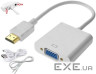 Перехідник HDMI M -> VGA F (з аудіо інтерфейсом) додаткове живлення micro USB білий RTL (S0230) RTL (S0230)