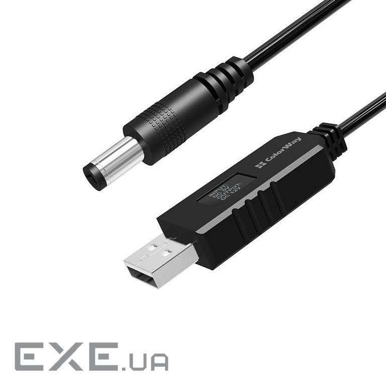Кабель ColorWay для роутера 12V (USB-DC 5.5х2.5mm) 1 м , Black (CW-CBUD067-BK)