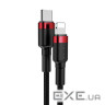 Кабель Baseus Cafule Type-C to Lightning PD 18W 1M Чорний/Червоний (CATLKLF-91) (CATLKLF-91 1м )