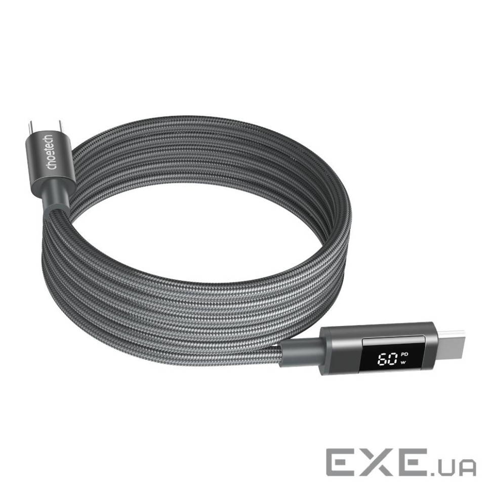 Магнітний нейлоновий кабель PD60 Вт USB-C до USB-C для цифрового дисплея 1,2 м - сірий (XCC-1067-GY)
