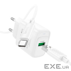 Набір СЗУ 110-240V HOCO C140A+ кабель Type-C, 1xUSB, 18W, кабель 1м, White, Blister (HOCO C140ATW)