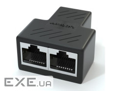 Розгалужувач RJ45 8P8C мама / 2 Х мама RJ45 для розгалуження кабелю, екранований, чорний , Q1 (02125)