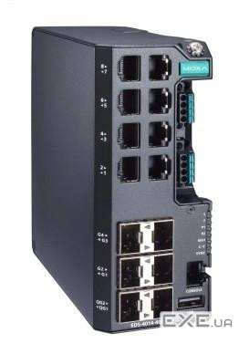 Керований комутатор Gigabit Ethernet, 8 портів 10/100BaseT(X), 4 порти 100 (EDS-4014-4GS-2QGS-LV)