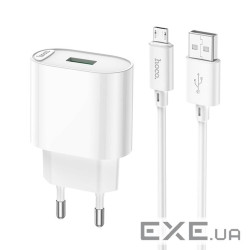 Зарядний пристрій HOCO C109A Fighter USB QC3.0 + cable Micro 5P White (6931474784827)