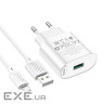 Зарядний пристрій HOCO C109A Fighter USB QC3.0 + cable Micro 5P White (6931474784827)