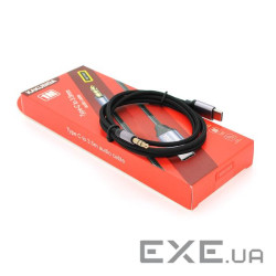 Перехідник KSC-427 Type-C(M) => Jack 3.5mm(M), 1м, Black / Silver, Box , Black / Silver, Box