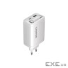 Зарядний пристрій Canyon 1xUSB-C PD65W + 1xUSB QC3.0 + cable USB-C to USB-C white (CNS-CURC65ACW)