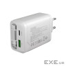 Зарядний пристрій Canyon 1xUSB-C PD65W + 1xUSB QC3.0 + cable USB-C to USB-C white (CNS-CURC65ACW)