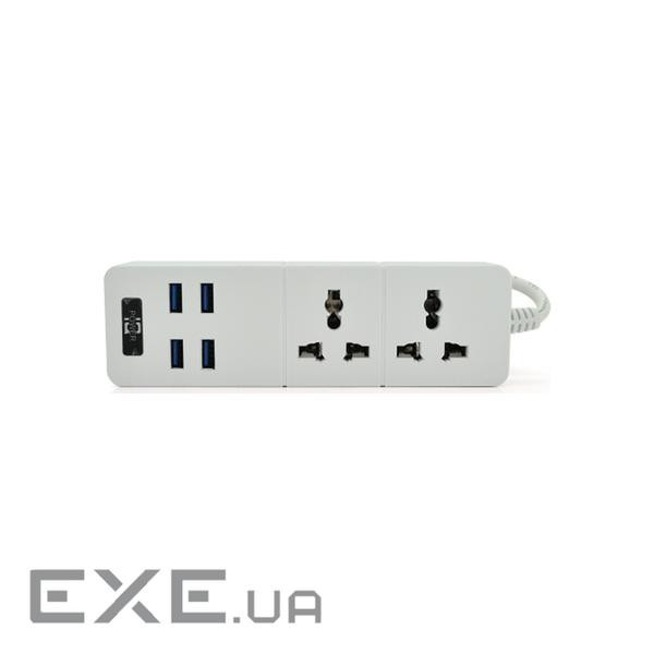 Мережевий фільтр ТВ-Т07, 2 розетки + 4 USB, 2 м, перетин 3х0, 75мм, 2500W, White, (ТВ-Т07-White)