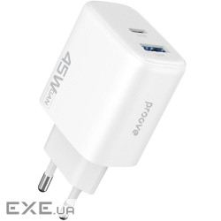 СЗУ Proove Silicone Power 2 45W (Type-C+USB) white (WCSP24110002)