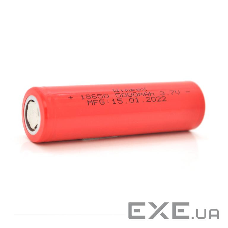 Акумулятор WMP-5000 18650 Li-Ion Flat Top, 2000mAh, 3.7V, Red (YT27577)