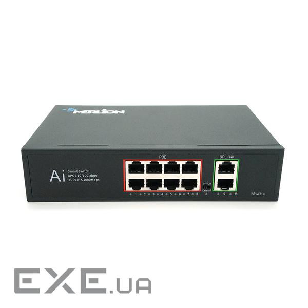 POE комутатор Merlion 8 POE 10/100+2 RJ45 10/100/1000+ вбудований блок живлений (BT-D60110FE)