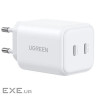 Зарядний пристрій Ugreen X526 2xUSB-C PD45W GaN white (65154)