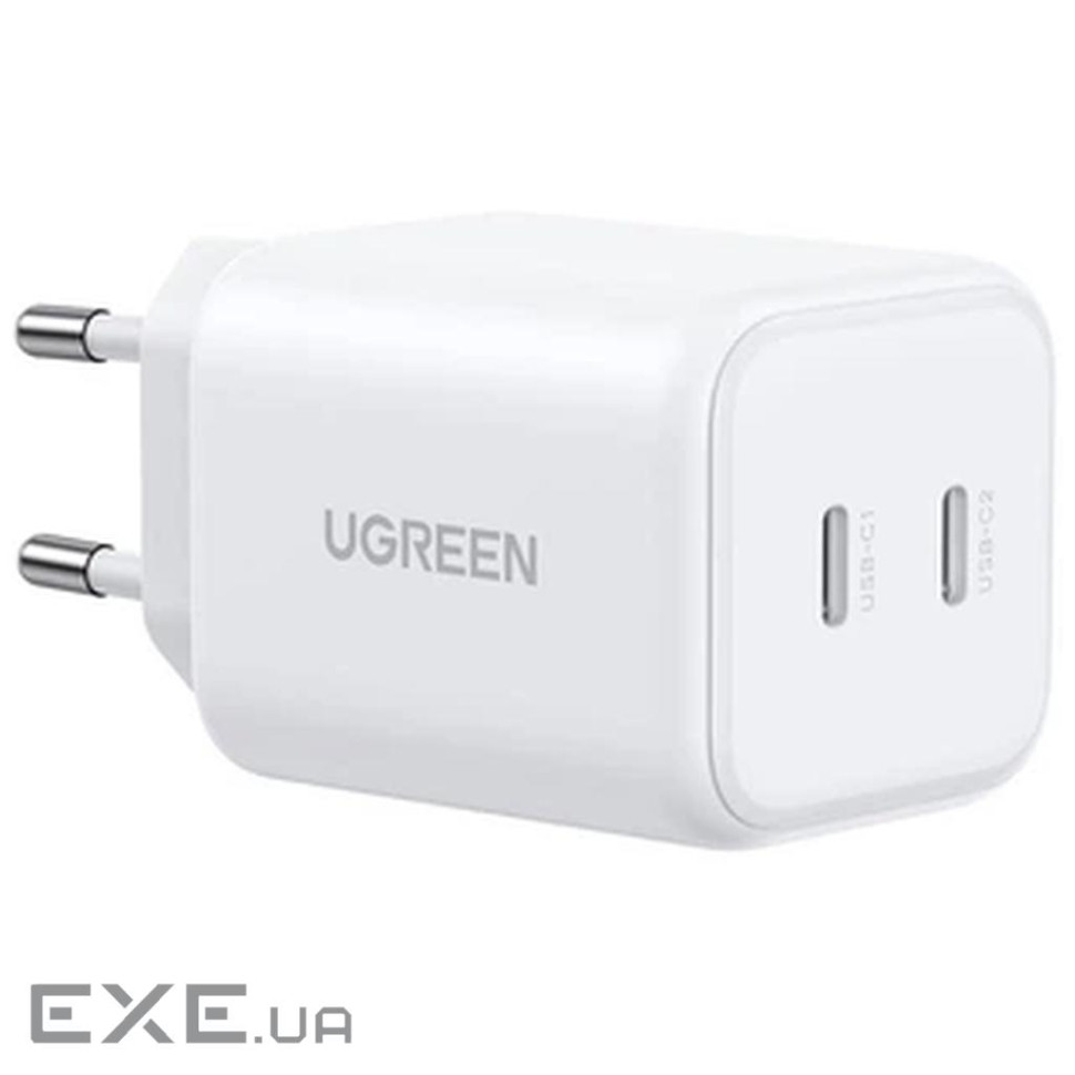 Зарядний пристрій Ugreen X526 2xUSB-C PD45W GaN white (65154)
