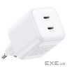 Зарядний пристрій Ugreen X526 2xUSB-C PD45W GaN white (65154)