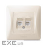 Комп'ютерна розетка Videx BINERA CAT6+CAT6 подвійна кремова (VF-BNSK2PC6-CR)