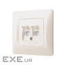Комп'ютерна розетка Videx BINERA CAT6+CAT6 подвійна кремова (VF-BNSK2PC6-CR)