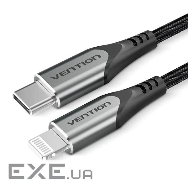 Кабель Vention USB Type-C - Lightning (M/M) швидке заряджання, PD 18 W, 3 A, 480 Mbps, 1 м , Gr (TACHF)