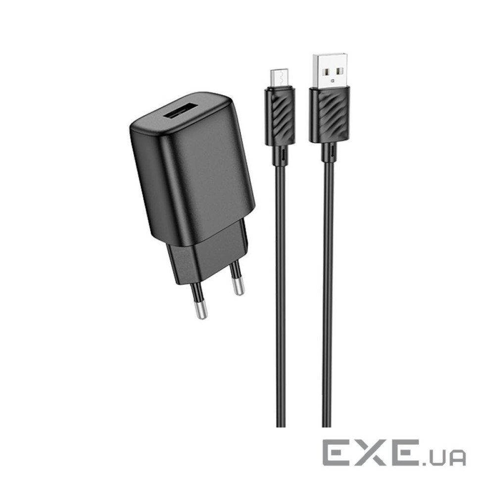Зарядний пристрій HOCO C134A Solid USB + cable USB to Micro 5P Black (6942007621335)
