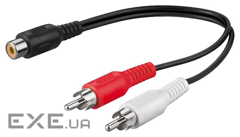Перехідник аудіо RCA 1x2 F/M,0.2m AWG29 D=2x2.5mm ромашка,чорний (75.05.0008-1) (75.05.0008-1)