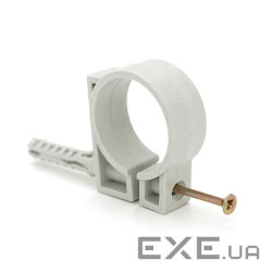 Обойма з ударним шурупом для гофри / труби білий / сірий 32-34мм (пач. 25шт. ціна за пачку (YT38020) (YT38020)