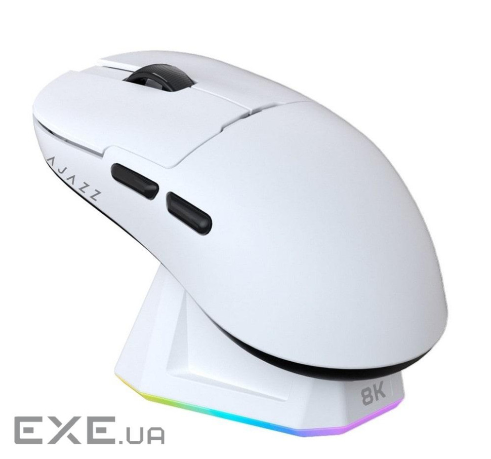Ігрова бездротова миша Ajazz AJ159PRO -3 Mod-White-3395-8K Charging Dock (AJ159-PRO-W)