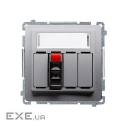 Розетка Basic аудио с нажимными клеммниками на 1 динамик, сталь inox (BMGL31.01/21)